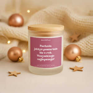 Świeca sojowa zapachowa 180 ml – Pachnie jakbyś postarzała się o rok. Wszystkiego najlepszego! – prezent na urodziny